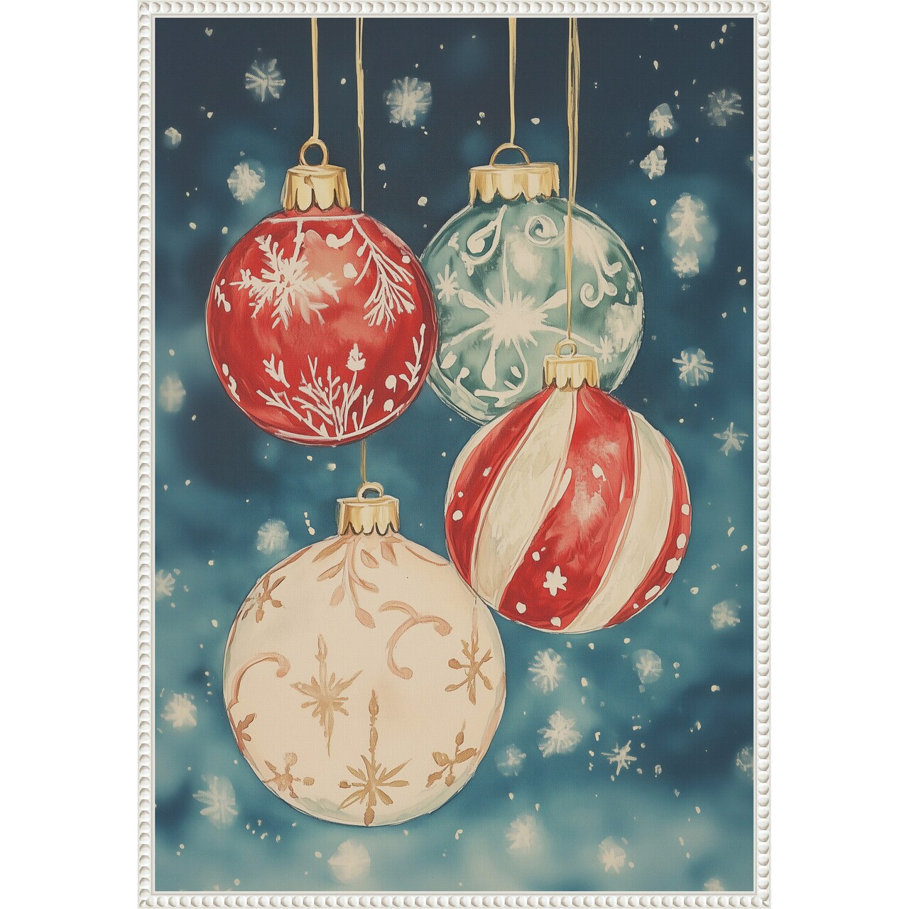 Christmas Ornaments III by Melloi Art Prints 23-in. W x 33-in. H. Canvas Wall Art Print Framed